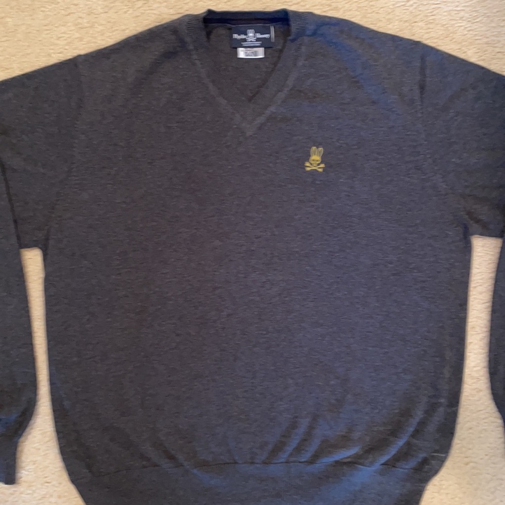 Psycho Bunny Men’s V-Neck Sweater - grey - Size XL